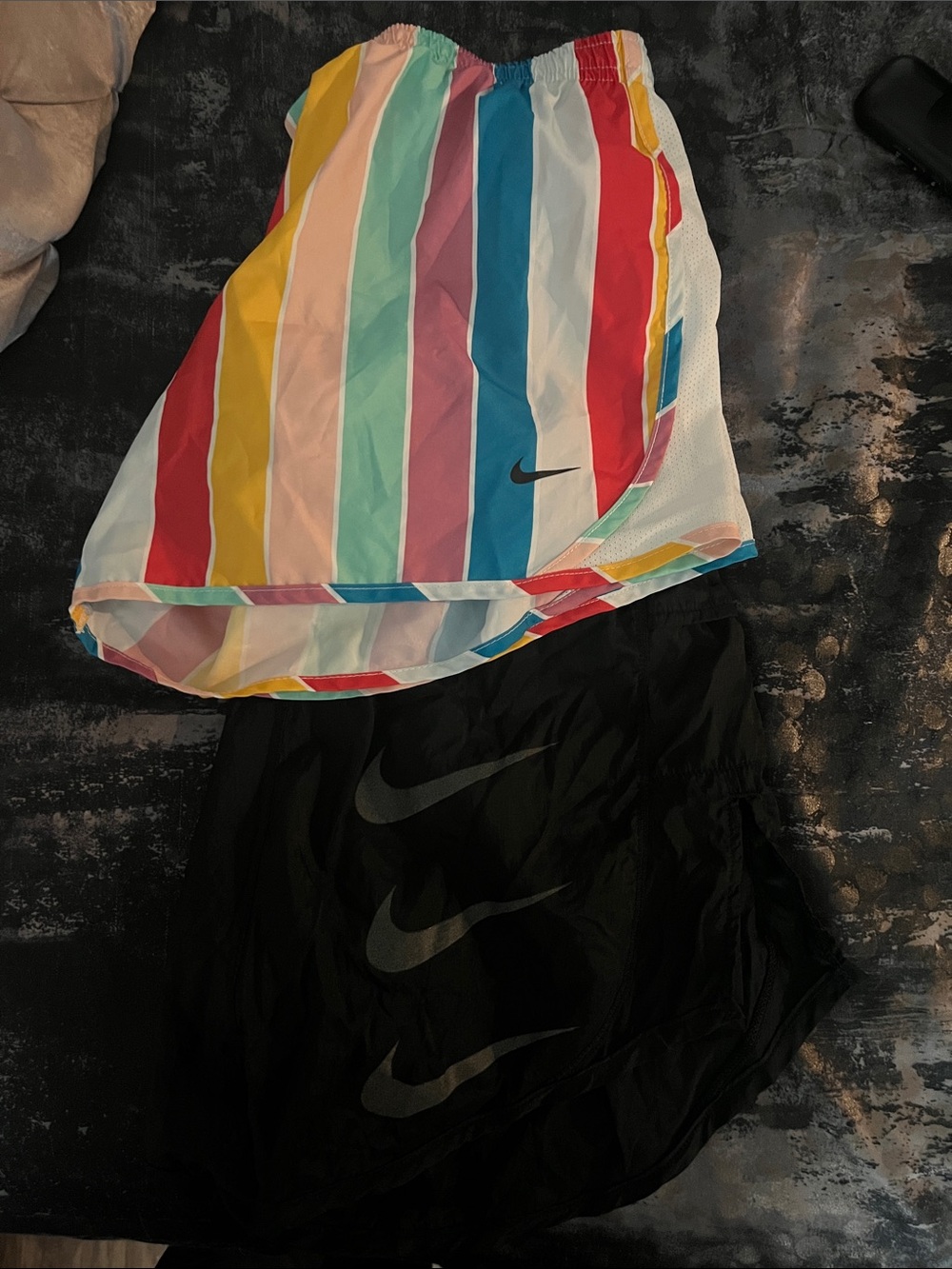 Nike Girls' Rainbow Stripe and Black Athletic Shorts - 2-Pack